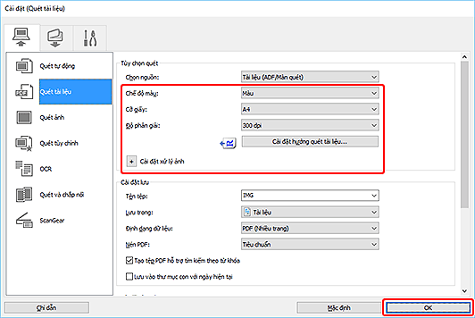hình: Hộp thoại Cài đặt